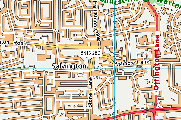 BN13 2BD map - OS VectorMap District (Ordnance Survey)