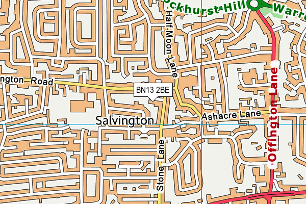 BN13 2BE map - OS VectorMap District (Ordnance Survey)