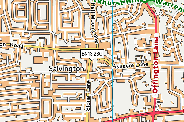 BN13 2BG map - OS VectorMap District (Ordnance Survey)