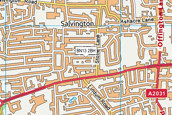 BN13 2BH map - OS VectorMap District (Ordnance Survey)