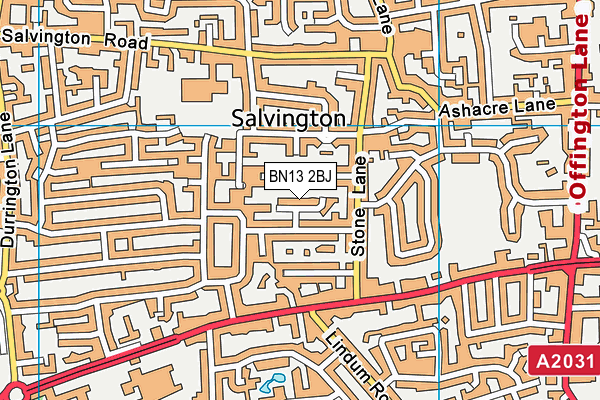BN13 2BJ map - OS VectorMap District (Ordnance Survey)