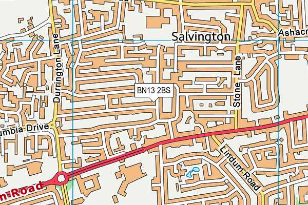 BN13 2BS map - OS VectorMap District (Ordnance Survey)