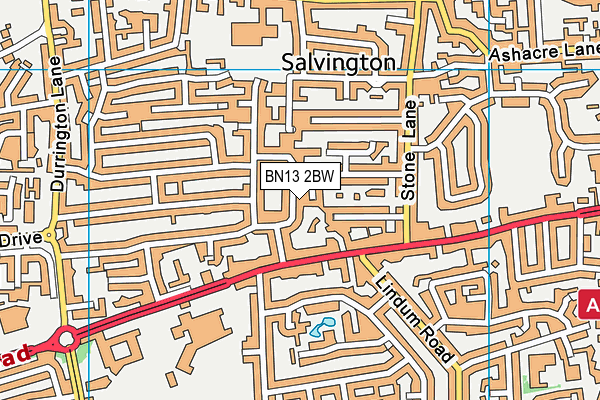 BN13 2BW map - OS VectorMap District (Ordnance Survey)