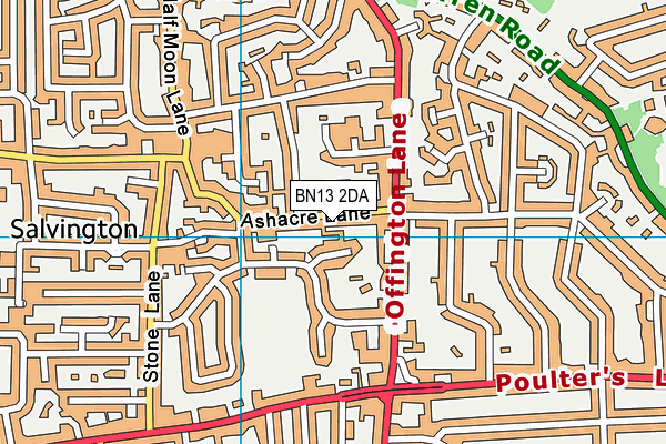 BN13 2DA map - OS VectorMap District (Ordnance Survey)