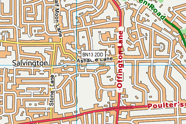 BN13 2DD map - OS VectorMap District (Ordnance Survey)