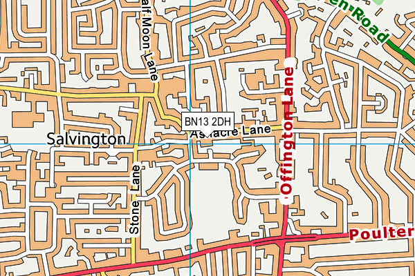 BN13 2DH map - OS VectorMap District (Ordnance Survey)