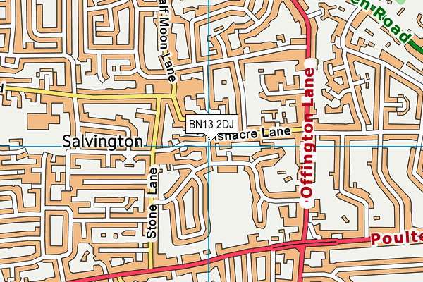 BN13 2DJ map - OS VectorMap District (Ordnance Survey)
