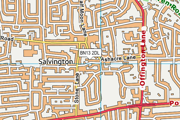BN13 2DL map - OS VectorMap District (Ordnance Survey)