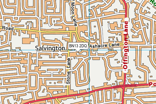 BN13 2DQ map - OS VectorMap District (Ordnance Survey)