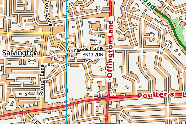 BN13 2DR map - OS VectorMap District (Ordnance Survey)