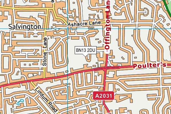 BN13 2DU map - OS VectorMap District (Ordnance Survey)