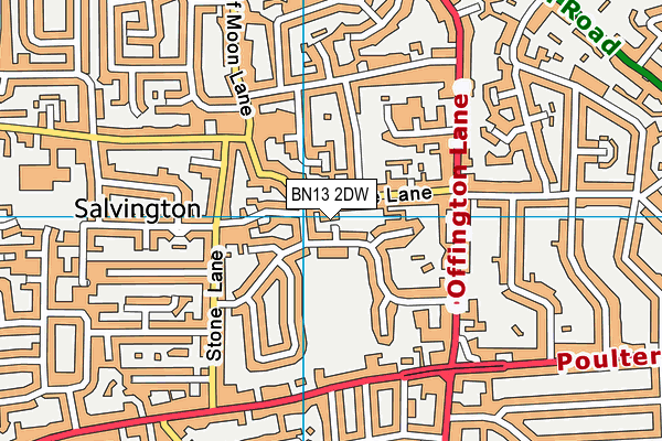 BN13 2DW map - OS VectorMap District (Ordnance Survey)