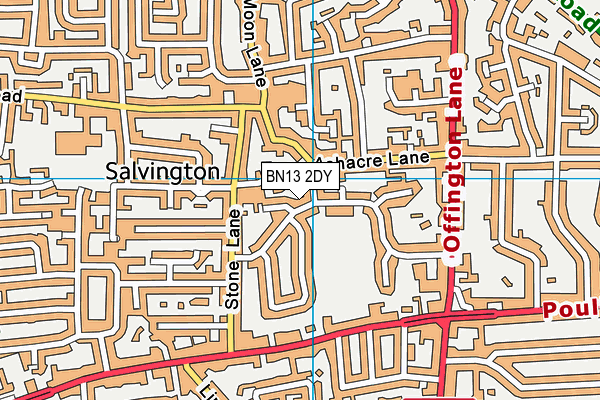 BN13 2DY map - OS VectorMap District (Ordnance Survey)