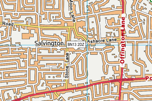 BN13 2DZ map - OS VectorMap District (Ordnance Survey)