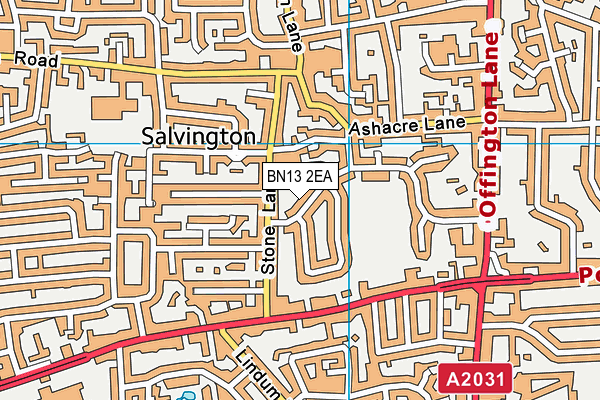 BN13 2EA map - OS VectorMap District (Ordnance Survey)