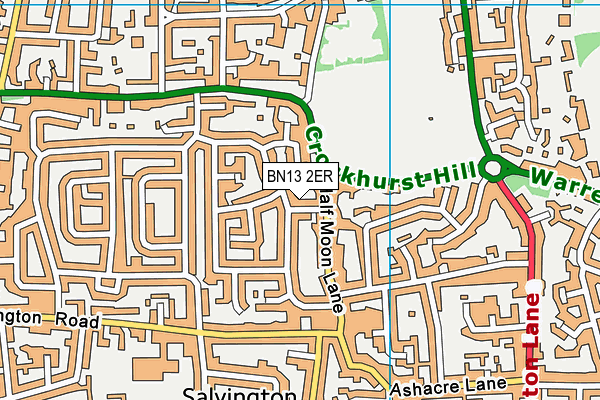 BN13 2ER map - OS VectorMap District (Ordnance Survey)