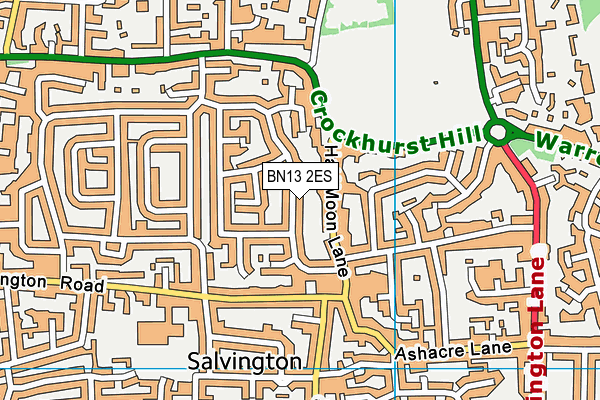 BN13 2ES map - OS VectorMap District (Ordnance Survey)