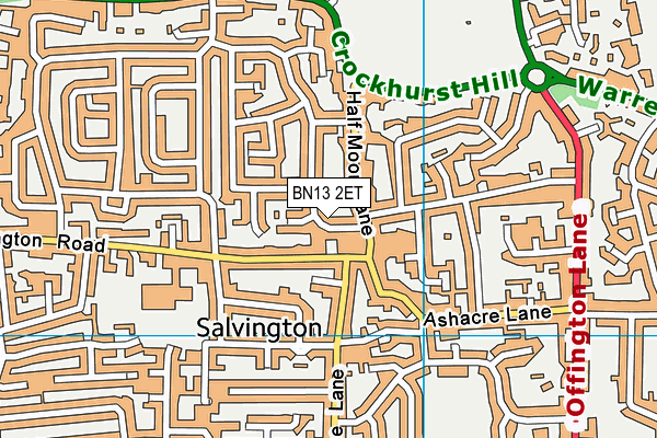 BN13 2ET map - OS VectorMap District (Ordnance Survey)