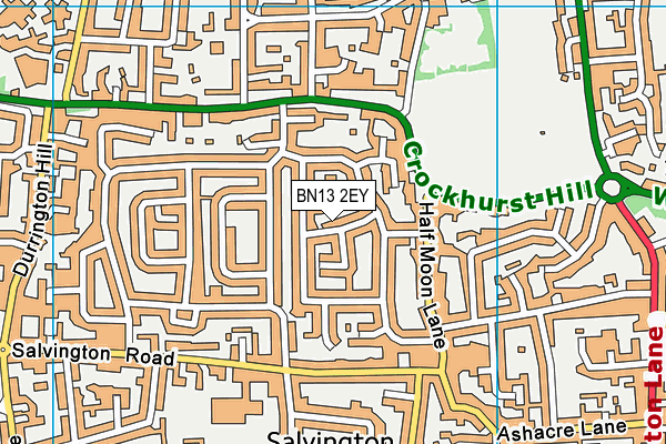 BN13 2EY map - OS VectorMap District (Ordnance Survey)