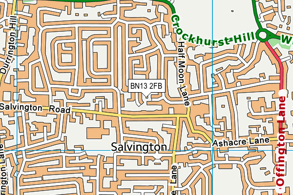 BN13 2FB map - OS VectorMap District (Ordnance Survey)