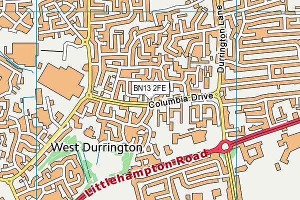 BN13 2FE map - OS VectorMap District (Ordnance Survey)