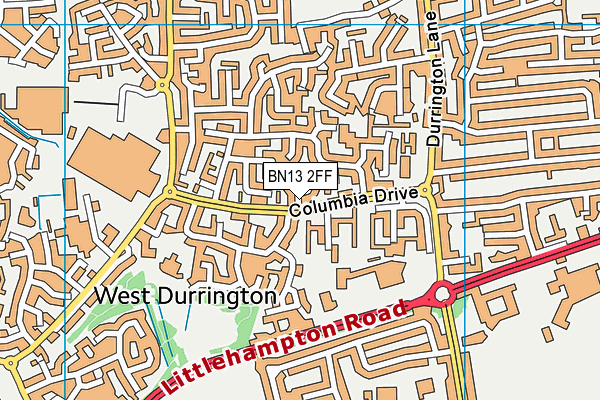BN13 2FF map - OS VectorMap District (Ordnance Survey)