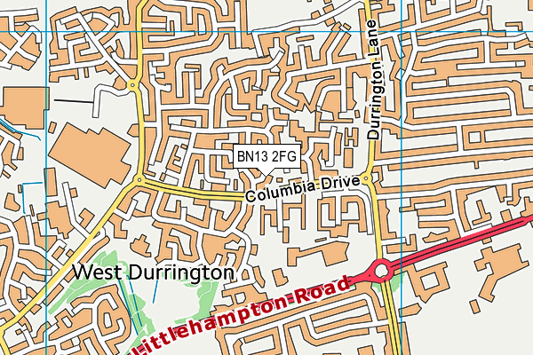 BN13 2FG map - OS VectorMap District (Ordnance Survey)