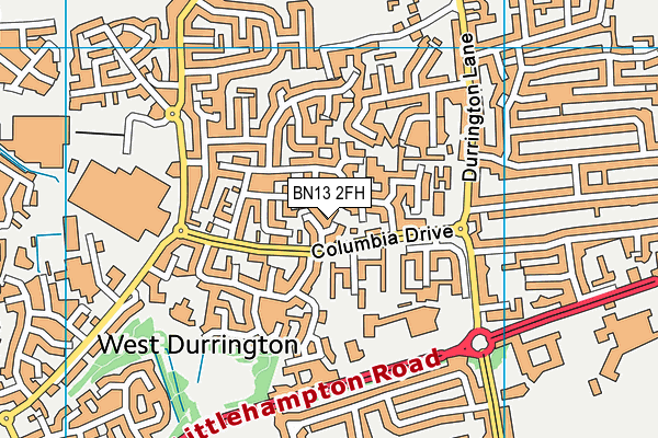 BN13 2FH map - OS VectorMap District (Ordnance Survey)