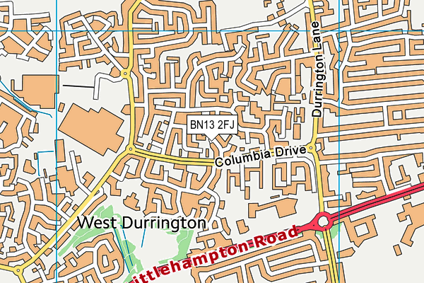 BN13 2FJ map - OS VectorMap District (Ordnance Survey)