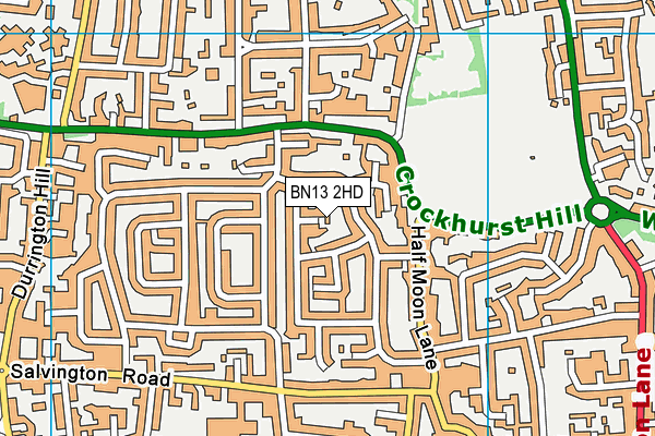 BN13 2HD map - OS VectorMap District (Ordnance Survey)