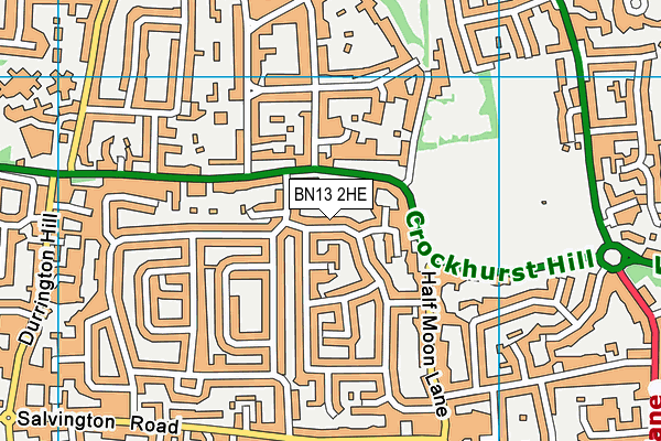 BN13 2HE map - OS VectorMap District (Ordnance Survey)