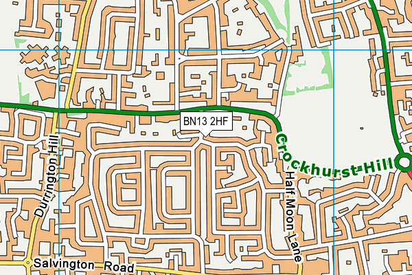 BN13 2HF map - OS VectorMap District (Ordnance Survey)