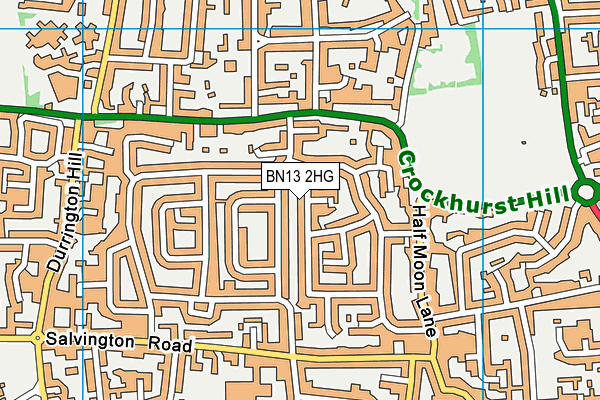 BN13 2HG map - OS VectorMap District (Ordnance Survey)