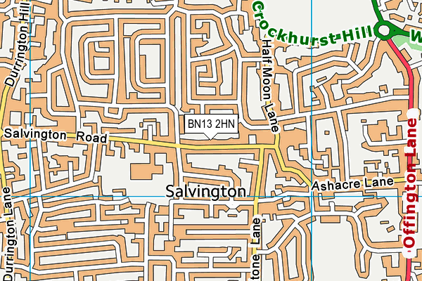 BN13 2HN map - OS VectorMap District (Ordnance Survey)