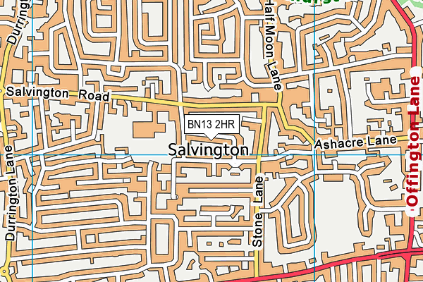BN13 2HR map - OS VectorMap District (Ordnance Survey)