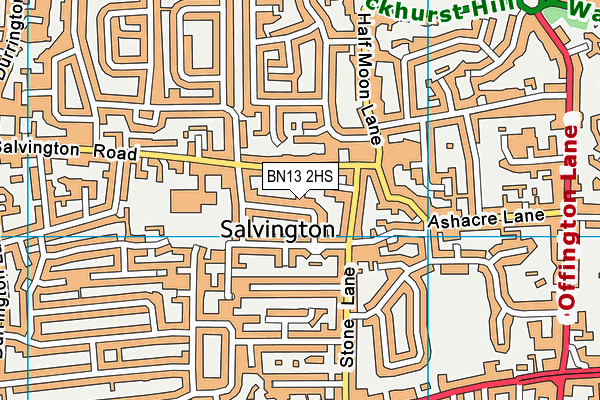 BN13 2HS map - OS VectorMap District (Ordnance Survey)