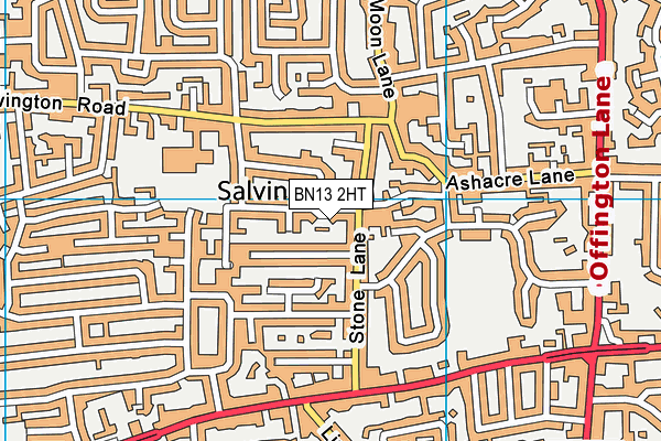 BN13 2HT map - OS VectorMap District (Ordnance Survey)