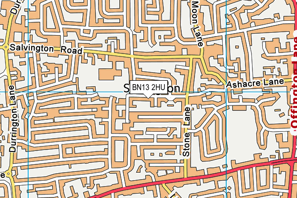 BN13 2HU map - OS VectorMap District (Ordnance Survey)
