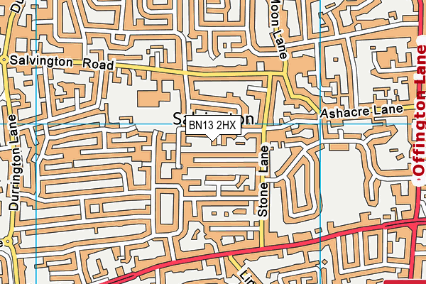 BN13 2HX map - OS VectorMap District (Ordnance Survey)