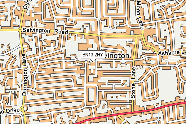 BN13 2HY map - OS VectorMap District (Ordnance Survey)