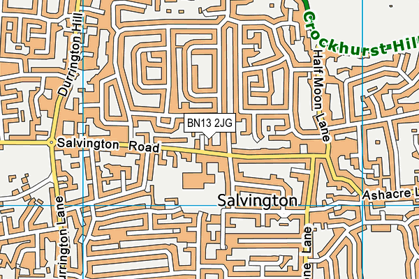 BN13 2JG map - OS VectorMap District (Ordnance Survey)