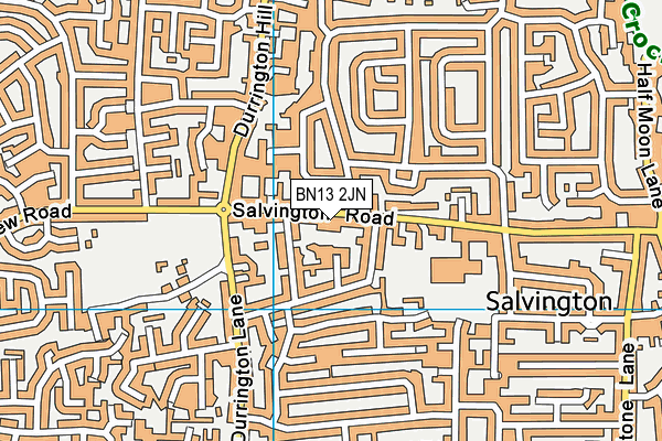 BN13 2JN map - OS VectorMap District (Ordnance Survey)