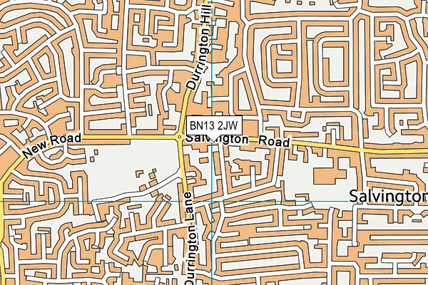 BN13 2JW map - OS VectorMap District (Ordnance Survey)