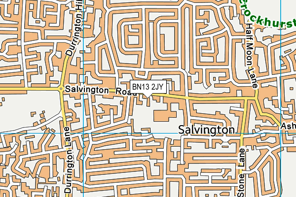 BN13 2JY map - OS VectorMap District (Ordnance Survey)