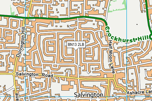 BN13 2LB map - OS VectorMap District (Ordnance Survey)
