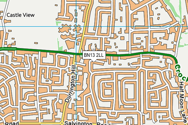 BN13 2LL map - OS VectorMap District (Ordnance Survey)
