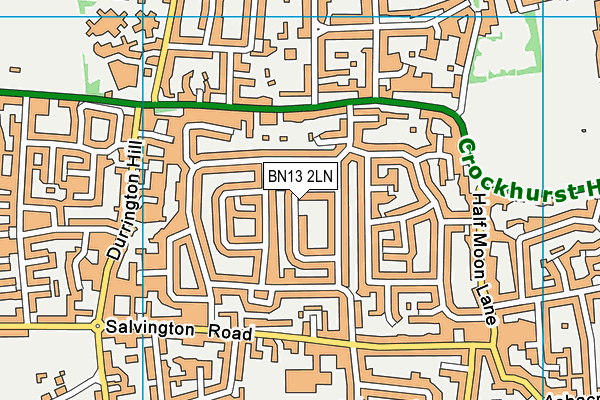 BN13 2LN map - OS VectorMap District (Ordnance Survey)
