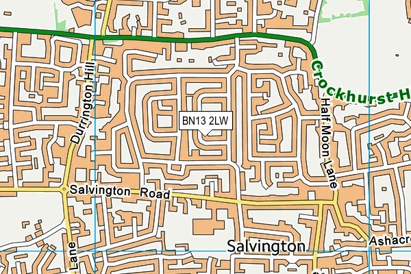 BN13 2LW map - OS VectorMap District (Ordnance Survey)