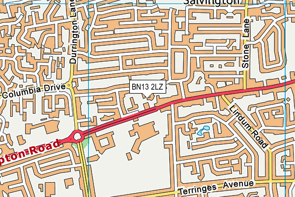BN13 2LZ map - OS VectorMap District (Ordnance Survey)