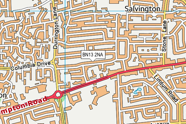 BN13 2NA map - OS VectorMap District (Ordnance Survey)